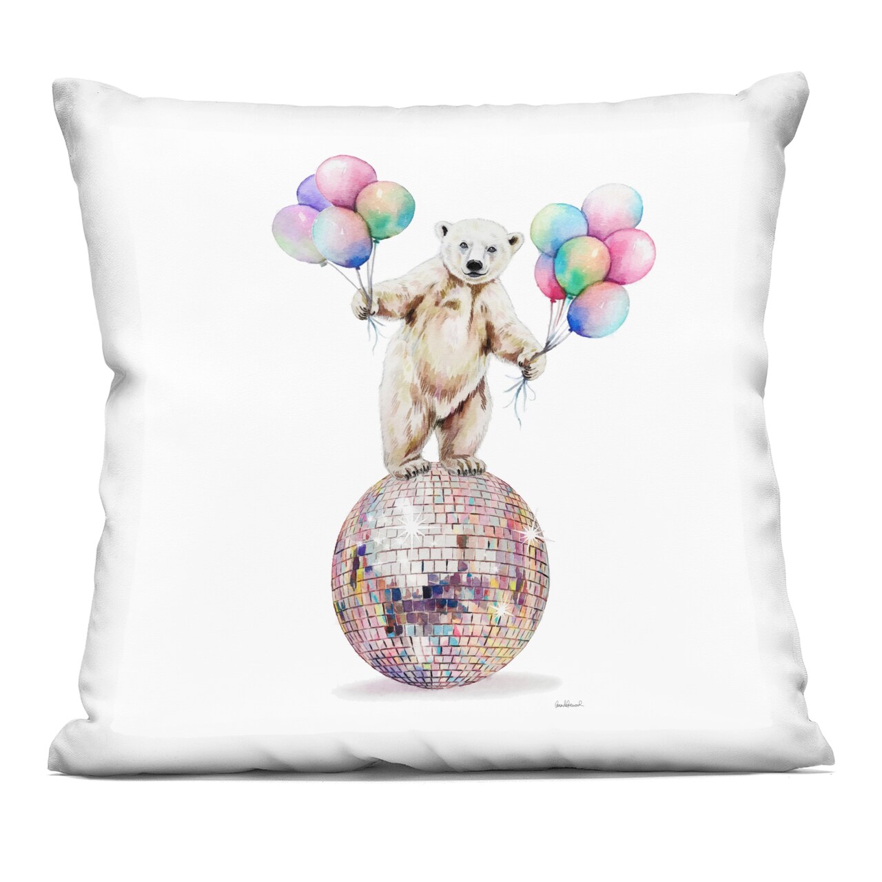 Stupell Industries Polar Bear & Balloons Decorative Printed Pillow design by Amanda Greenwood, 18 x 7 x 18